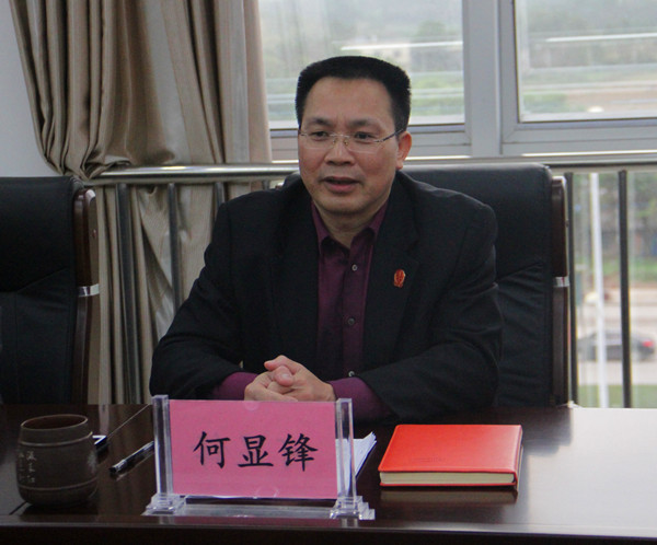 钦南区人民法院党组书记、院长何显锋作工作汇报